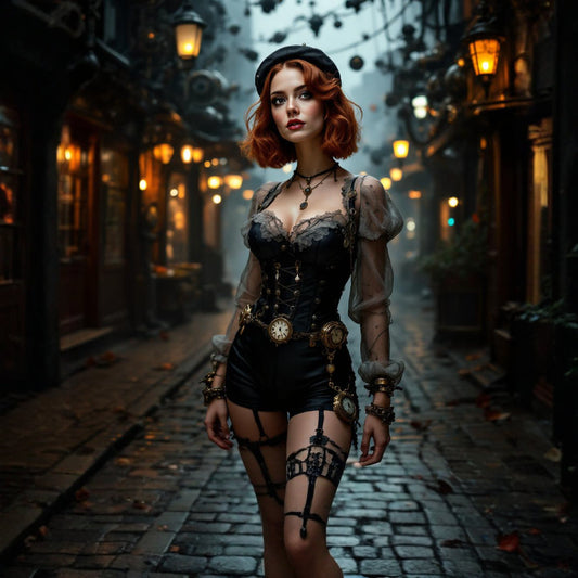 SteamPunk Pack 1 - Auburn Hair Female Model - 50 Images